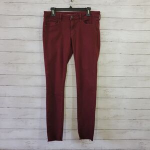 Articles of Society Jeans Womens Size 29 Red Skinny‎ Fit Cranberry Color Raw Hem